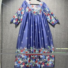 Women Evening Beach Dress XL Bright Blue Floral Coastal Lounge Casual Mumu