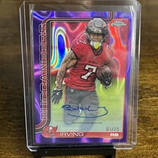 2025 Topps Chrome Football Bucky Irving Purple  Raywave Auto 1/75 Buccaneers