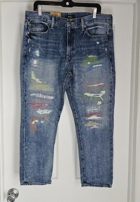 Polo Ralph Lauren The Avery Boyfriend Jeans Womens 31 Distressed Embroidered New