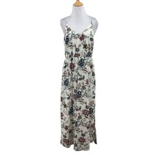 Ann Taylor Loft Dress Womens 8P Petite Wallpaper Floral Split Front LowBack Maxi