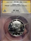 1964 Proof Kennedy Half Dollar 50c PCGS PR66 CAMEO Accented Hair
