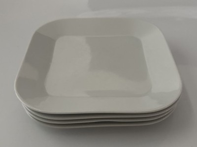 Crate & Barrel Kahla Salad Plates White Square 8.5  Germany Set of 4 READ