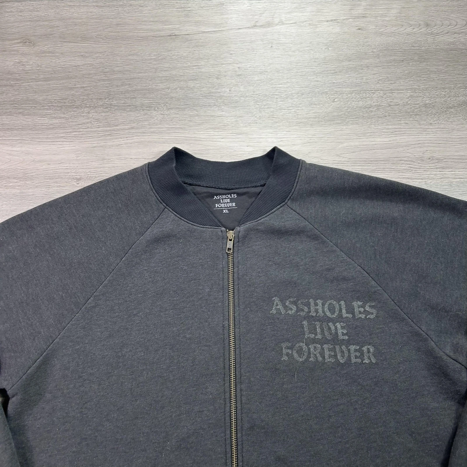 Assholes*s Live Forever Jacket Mens XL Gray Full Zip Bomber Sweatshirt image 3