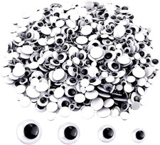1500 Pcs Black Wiggle Googly Eyes with Self Adhesive Mixed Packaging