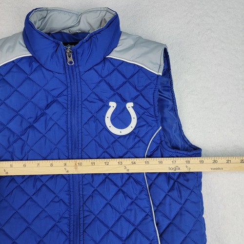 NFL Colts Vest Women's Large Blue Quilted Puffer Full Zip Jacket Football Team - Picture 6 of 11