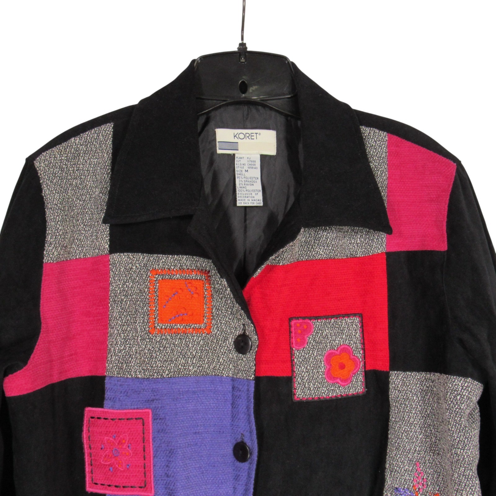 VTG KORET Black/Multi PATCHWORK GRANNYCORE WHIMSY… - image 2