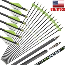 6-PACK 30" Pure Carbon Arrows Spine 300/350/400 Archery Outdoor Hunting Target