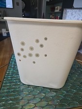 VTG Cream And Gold MCM Trash Can Plastic Starburst Wastebasket