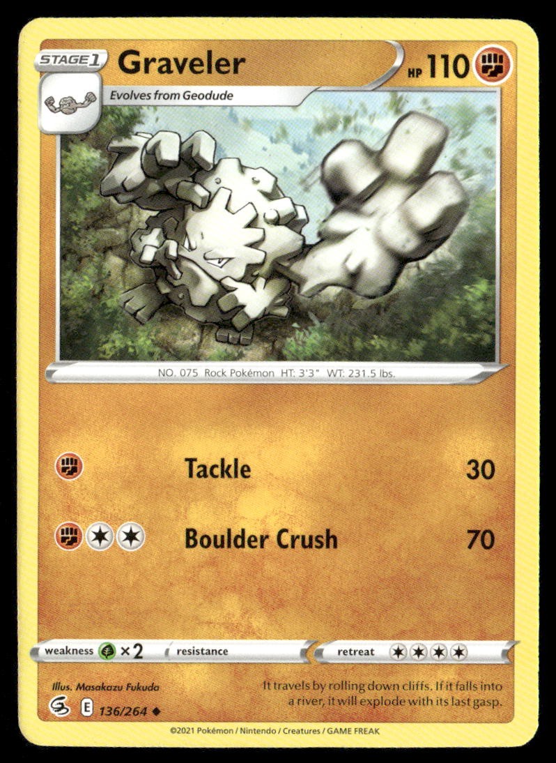 Graveler Fusion Strike 136/264 Uncommon Pokemon Near Mint