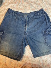 Vintage Bugle Boy Denim Cargo Shorts 38W Men's Blue Jean 90s Y2K Utility Pockets