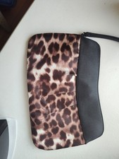 New Hot N Silky Leopard Spot Satin Clutch Handbag Purse Wristlet NWT Brown White