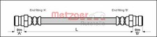 METZGER Bremsschlauch für Renault Espace II J/S63_ 2.2 2.8 V6 2.1 TD J11_ 2.0