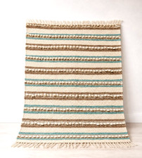 Artisan Wool Blanket Carpathian Boho Biege Throw Boucle Eco Natural 32 x 59 in