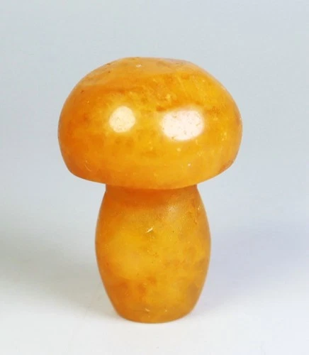 Natural Gold Healer Quartz Crystal Stone Carved Mushroom Reiki Healing