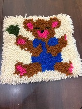 Handmade Latch Hook Teddy Bear wall hanging