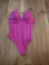 Victoria's Secret Lingerie The Icon Push Up Teddy Pink Lace Size Medium / 96 A