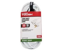 Hyper Tough 25FT 16AWG 3-Prong White Single Outlet Outdoor Extension Cord, 125V