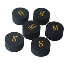 6pcs 14mm Black Multiple Layer Pigskin Pool Cue Tips H M S Mix