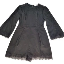 Zimmerman Black Playsuit Romper Size 0 AU6-8 With Lace Trim Australian Designer 