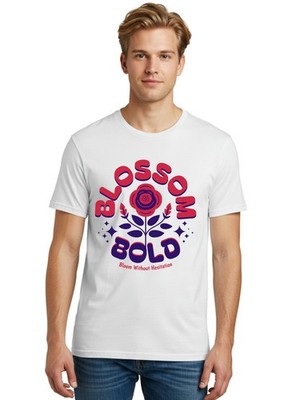 Blossom-Bold Mens Graphic Tee,100% Cotton,Casual Summer Wear