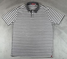 Agave Polo Shirt Mens 2XL Gray White Striped Made in USA Casual Cotton