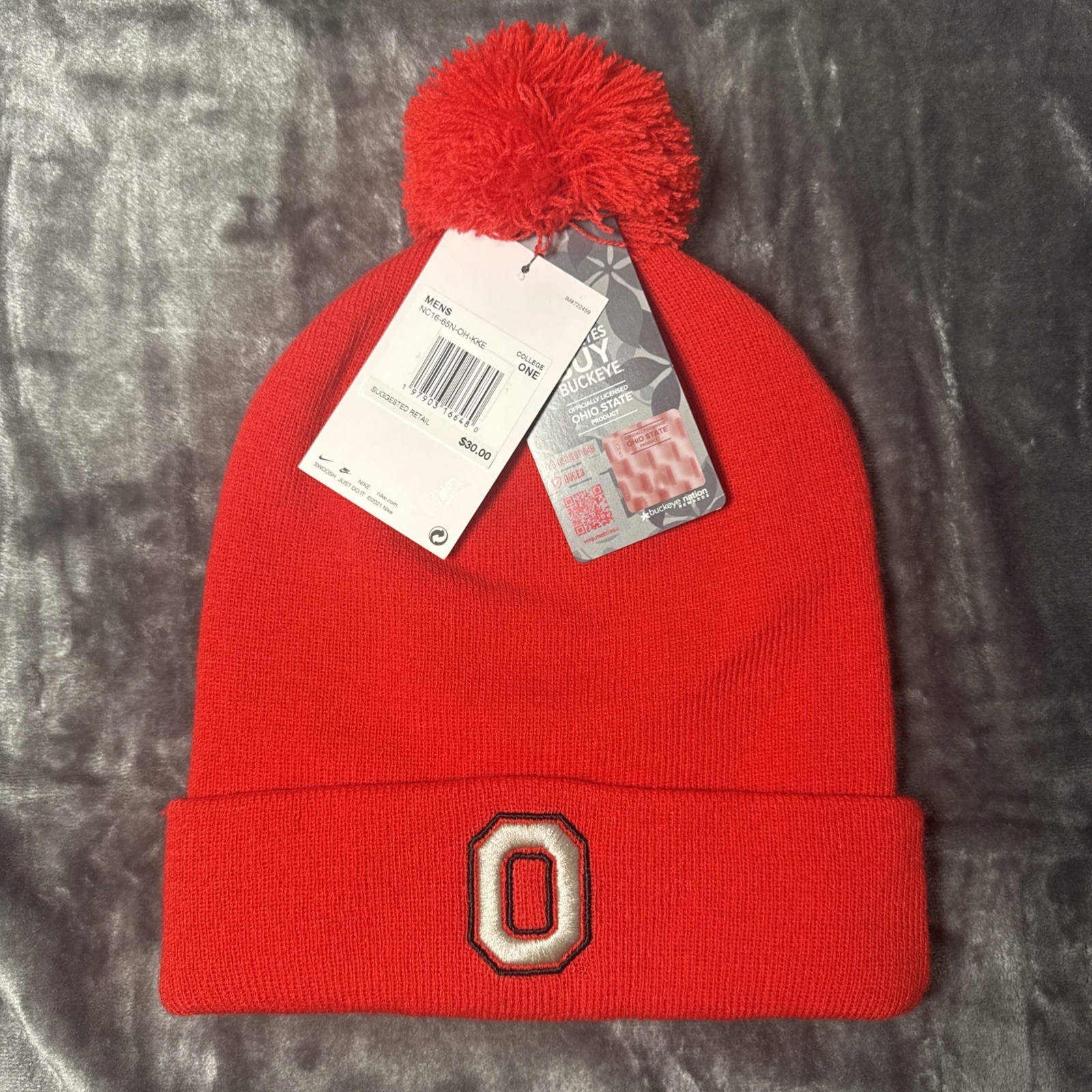 Nike Ohio State Buckeyes Mens Red Beanie/ Toboggan Brand New Block O Nwt