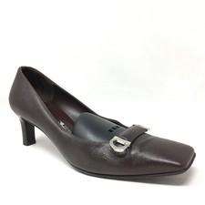 Salvatore Ferragamo Gancini Pump Heels Shoes Womens Size 10 Brown Leather VTG