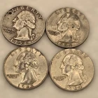 1958-D 1959 1962 1964 Washington Silver Quarters Lot - 90% Silver Coins