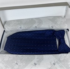 Robert Talbott 100 Pure Silk Bow Tie Cummerbund Dark Blue Black Geometric