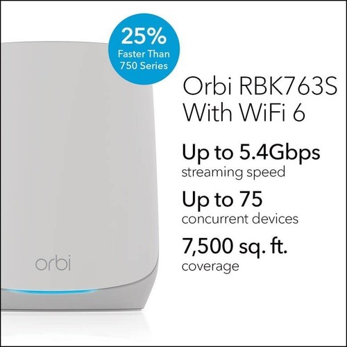 Netgear Orbi RBK763-100NAR AX5400 Mesh 1 Router + 2 Satellites Certified - Picture 4 of 8