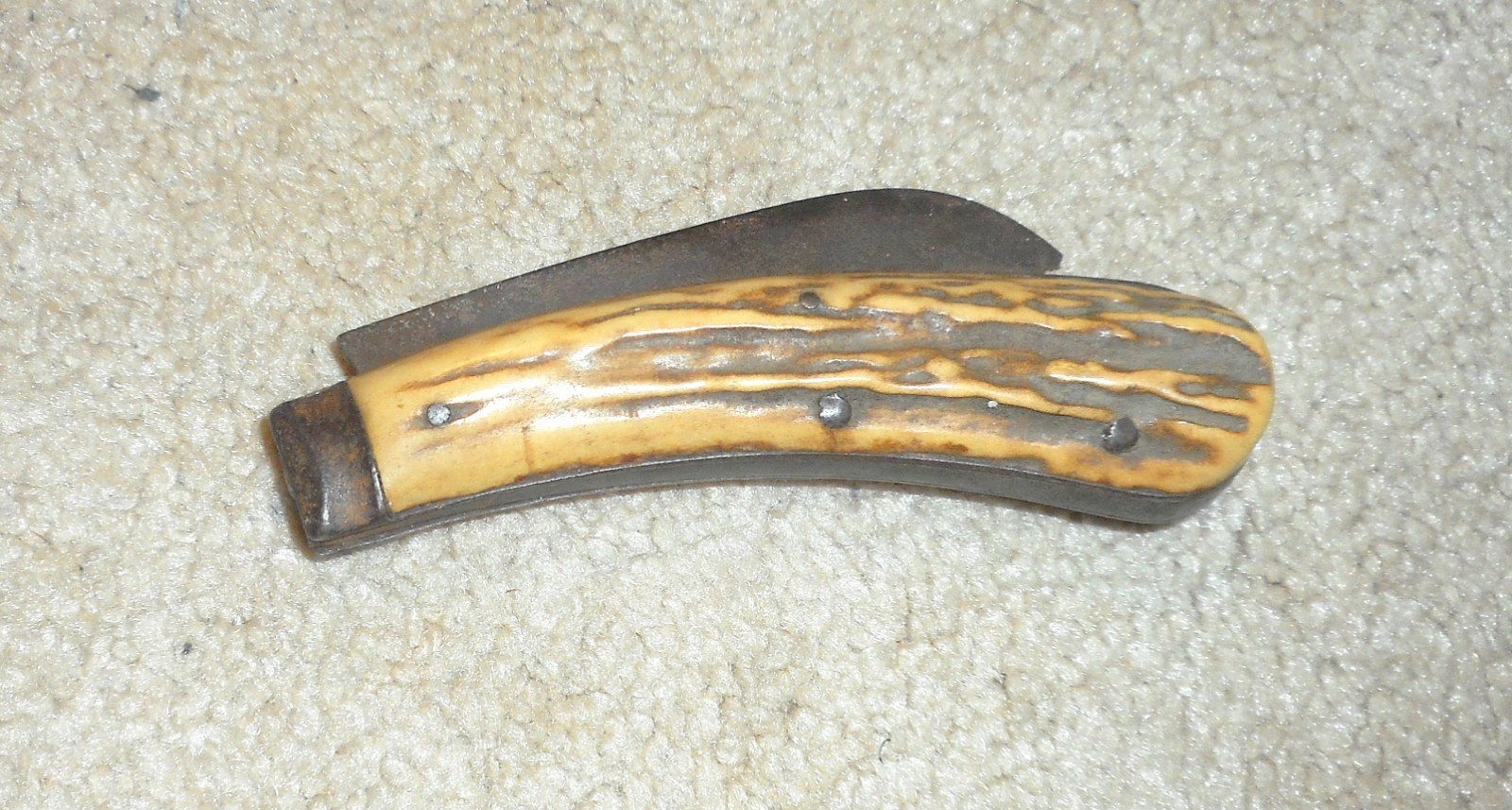 ANTIQUE IBBOTSON PEACE & CO SHEFFIELD STAG HORN HANDLE POCKET KNIFE