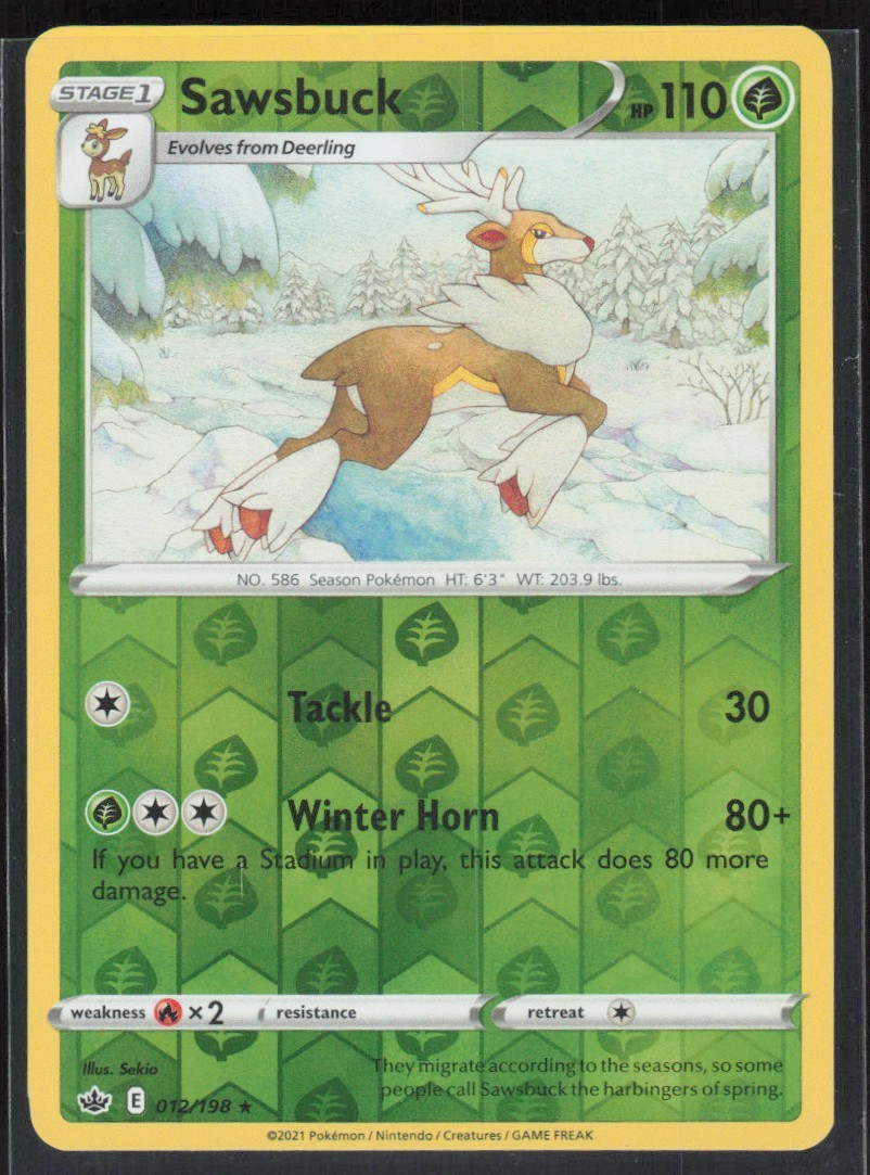 2021 Sword & Shield - Chilling Reign Sawsbuck Stage 1/Rare #12