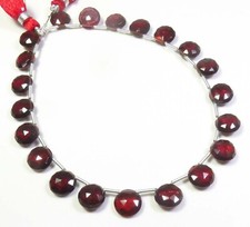 Red African Garnet Coin Faceted Gems Beads 9 Inch 8.5-9 mm Natural Beads GV-4095