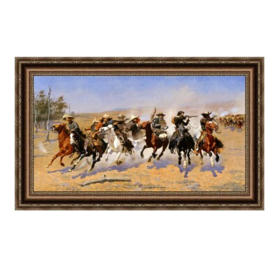 Framed Canvas Giclee Print A Dash for The Timber by Frederic Remington 24''x40''