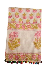 100% Cotton Indian Sanganeri Print Stole -Handblock Print |72 inch X 22 inch|