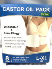 Organic Cotton Castor Oil Pack Wrap Hypoallergenic  Adhesive-Free, 8 Disposable
