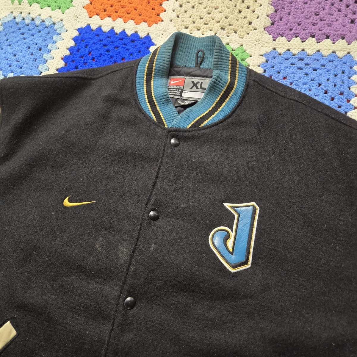Vtg 90s Nike Jacksonville Jaguars Varsity Letterman Jacket XL Wool