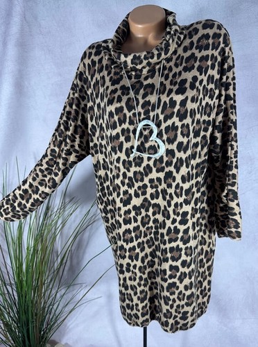 NEU Strick KLEID Tunika loose fit Italy LEO Muster Angora Wolle BRAUN 40 42 44 - Bild 5 von 7
