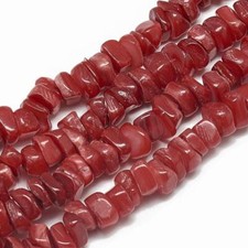 Red Coral Beads Chip 5-8mm Dyed Long Strand Of 240+
