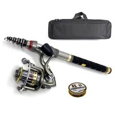 Telescopic Fishing Rod Spinning Reel Set Combo Full Kit Carbon Fiber Rod Pole