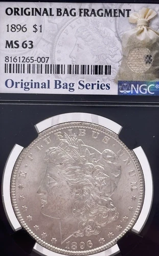 1896 P Morgan Silver Dollar NGC MS 63 Original Bag Fragment!!   #2293