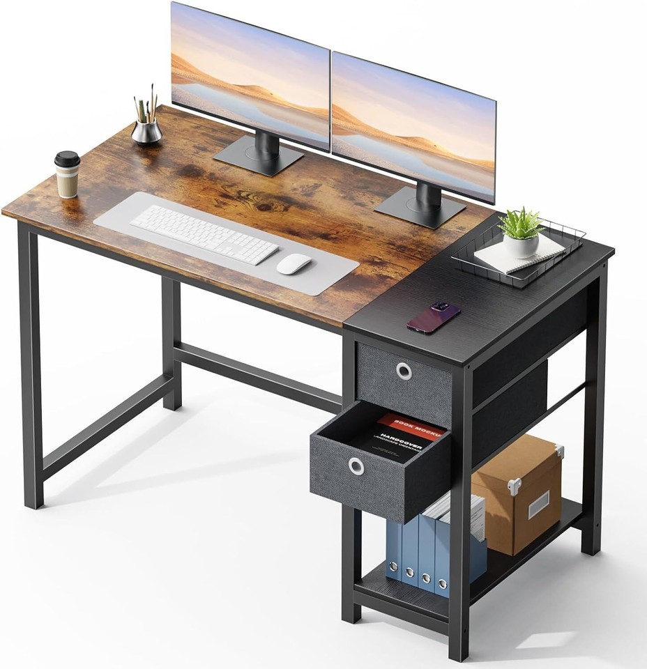 Pc Desk Ebay 40-47 inch Home Office Computer Desk with Drawers Small Writing Work ...