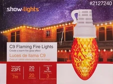 Show Lights C9 Sparkling Warm White Flaming Fire Lights 20Ct 23 Ft LED Christmas