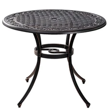 35.5 Inch Patio Bistro Dining Table,Cast Aluminum PatioTable with 1.97" Umbrella