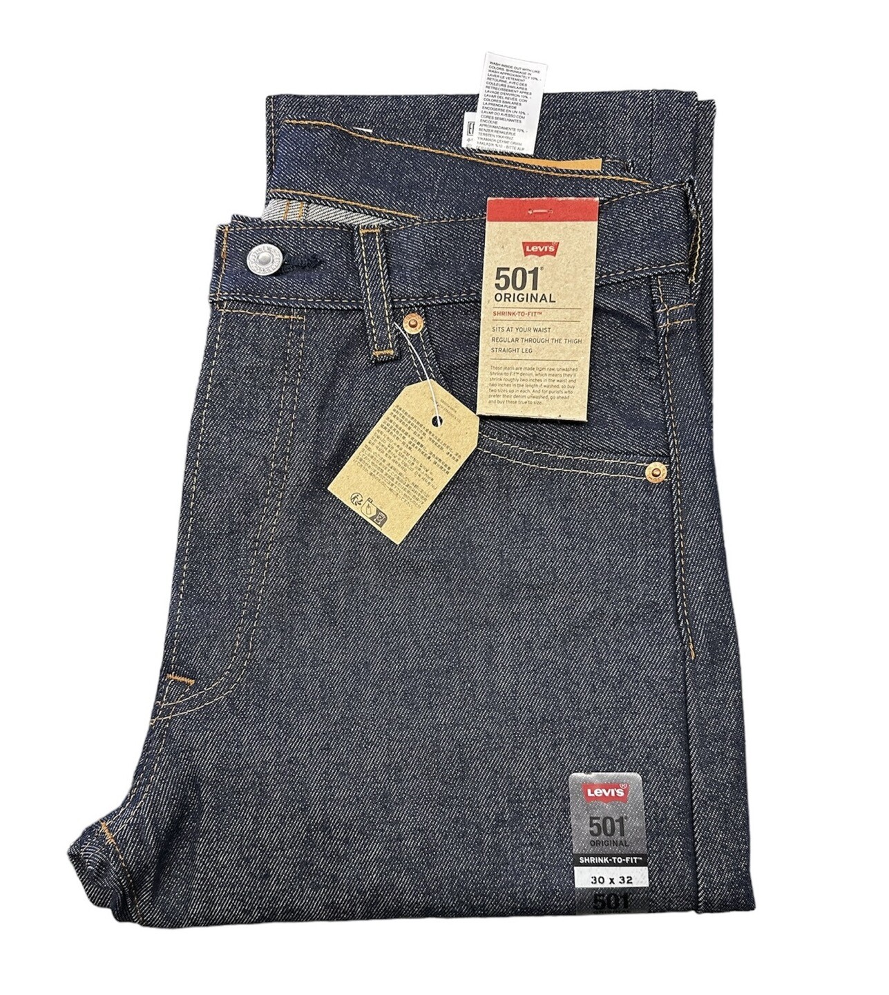 Levis 501 Original Shrink To Fit Button Fly Jeans Rigid Blue Black Jeans New
