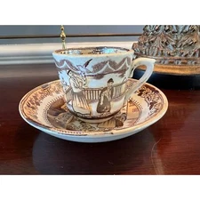Antique Petrus Regout Maastricht Holland Timor Chinoiserie Teacup and Saucer