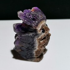 Natural Amethyst Cluster Quartz.Mineral Specimens.Hand-Carved Hedgehog Healing,N