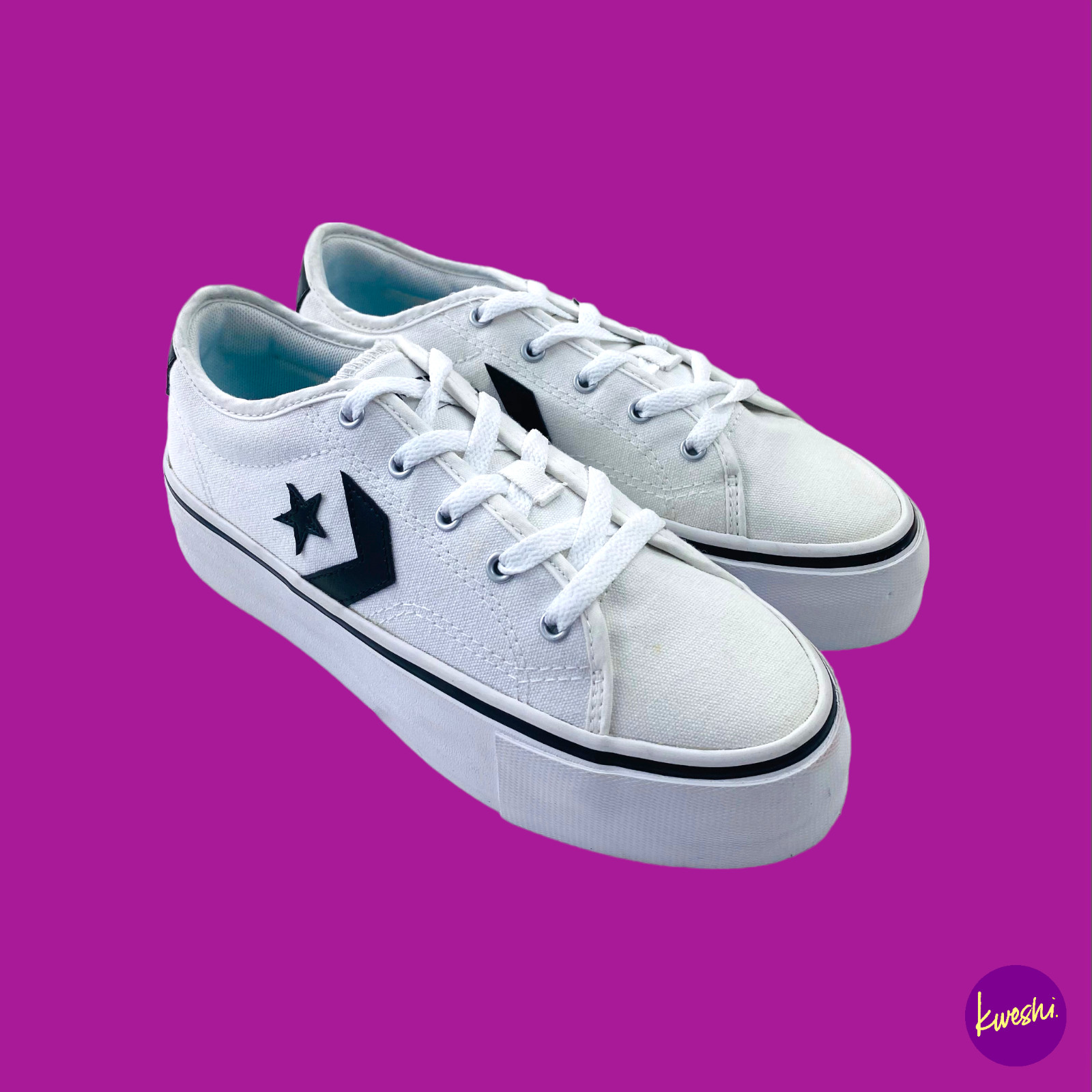 Zapatillas de plataforma CONVERSE Star Replay para mujer, 565365C, blanco y negro, Reino Unido 5