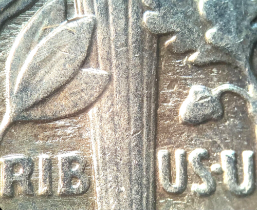 2007 P Roosevelt Dime-"Struck Thru Error"-Rev/Obv-(Feeder Finger Scrapes)-Beauty