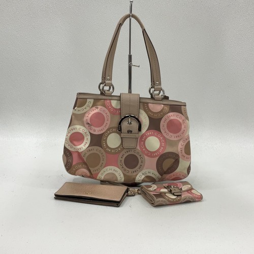 Coach Womens Shoulder Bag Buckle Pink Brown With Rose Gold Matching